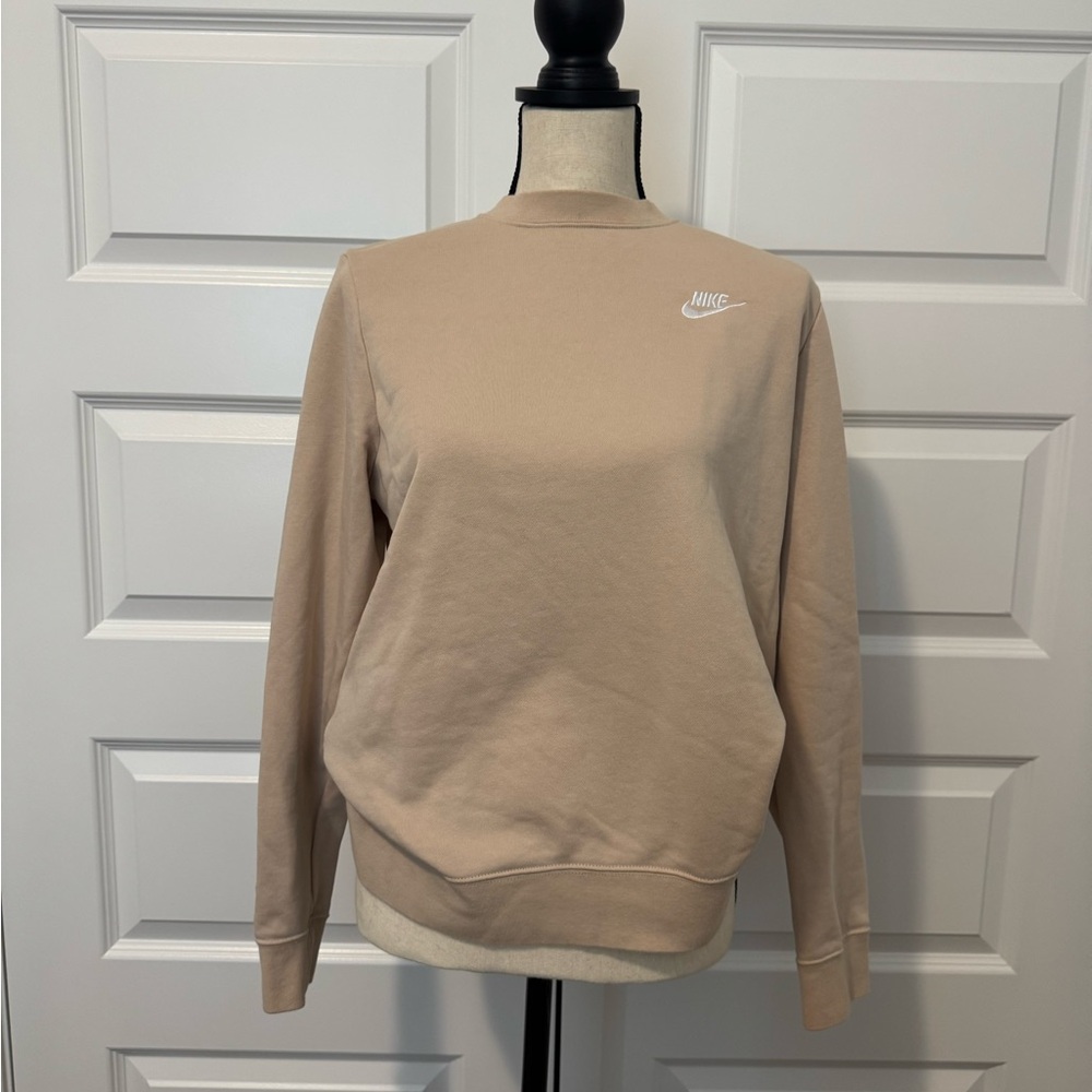 Nike Tan Crewneck Sweatshirt with White Logo